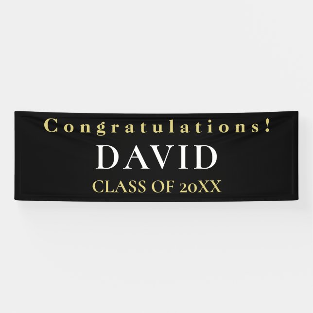 Typografische Glückwünsche Name Black Graduate Banner (Horizontal)