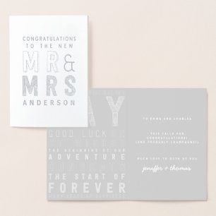 typografische Gratulationen Hochzeitkarte. Folienkarte