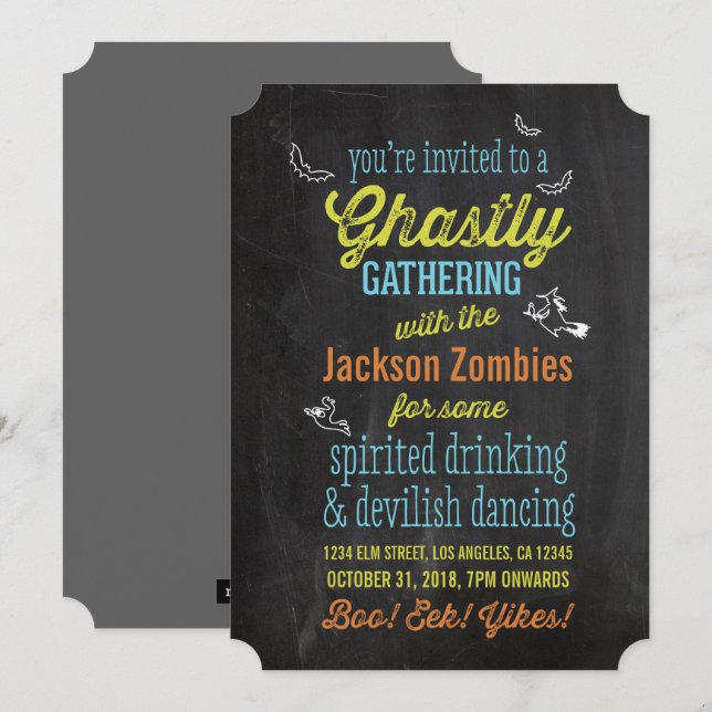 Typografische Halloween-Monster-Bash-Einladung Einladung (Vorne/Hinten)