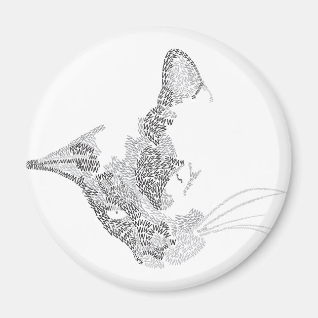 Typografische Kitty Magnet (Vorne)