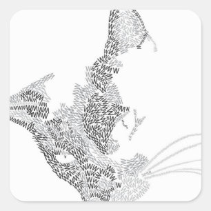Typografische Kitty Quadratischer Aufkleber
