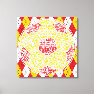 Typografische Soccer-Ball-Leinwand Leinwanddruck