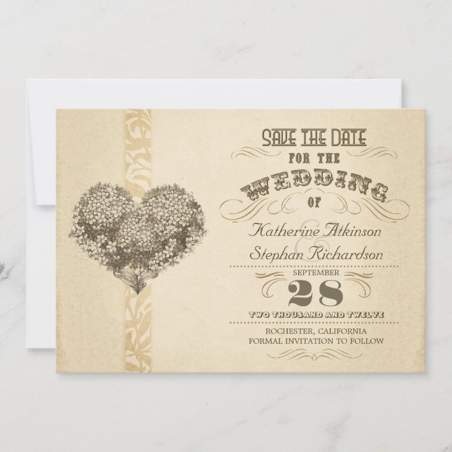 typografische Vintage Save the Date (Vorderseite)