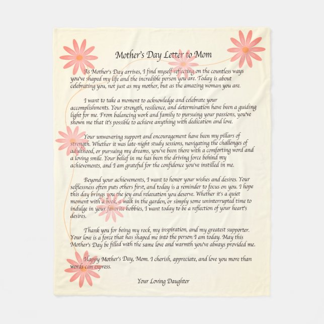 Typografischer Brief an die Mutter Fleecedecke (Vorderseite)