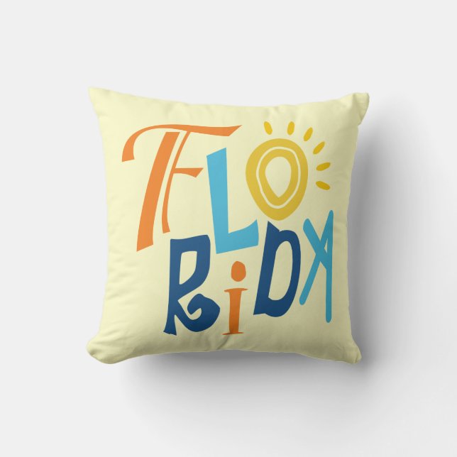 Typografischer Entwurf Florida-Spaßes Kissen (Vorderseite)