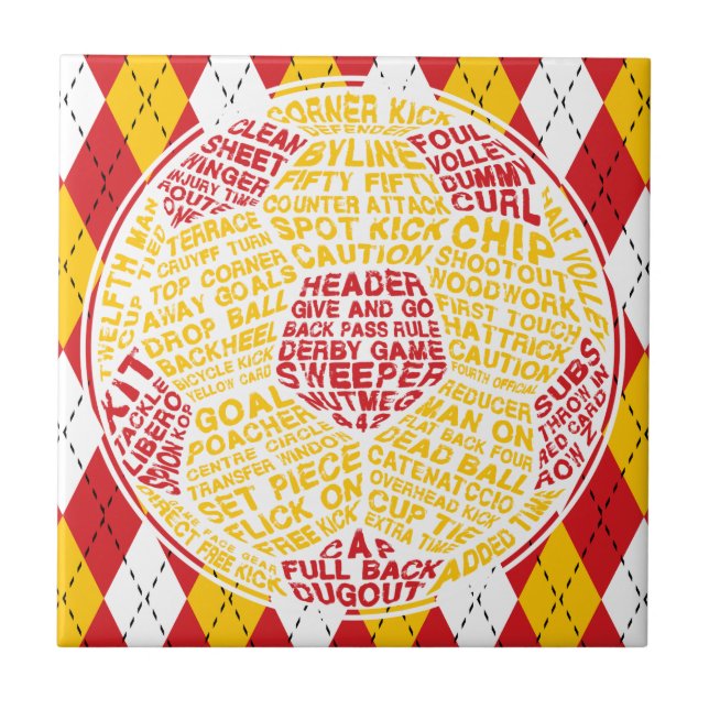 Typografischer Fußballball-Tile Fliese (Vorderseite)
