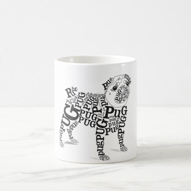 Typografischer Mops Kaffeetasse (Mittel)