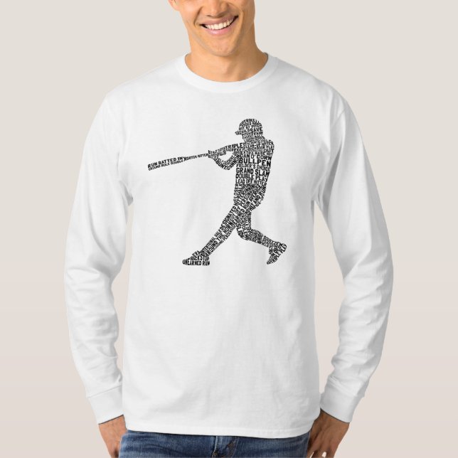 Typografisches Baseball Softball Player Männerspie T-Shirt (Vorderseite)