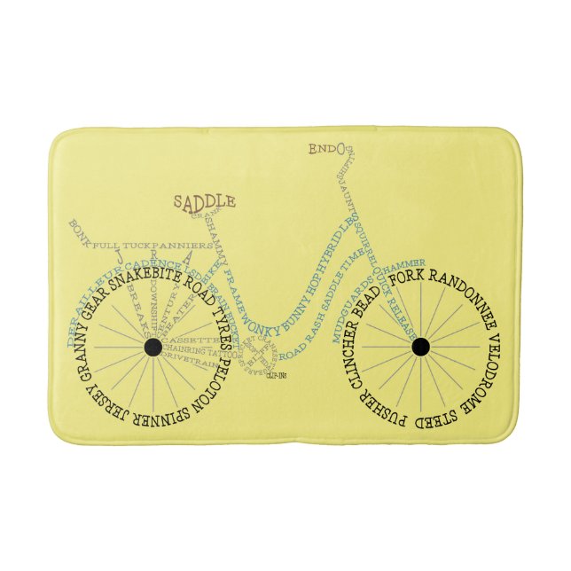 Typografisches Fahrrad Radfahren Radmatte Badematte (Vorderseite)