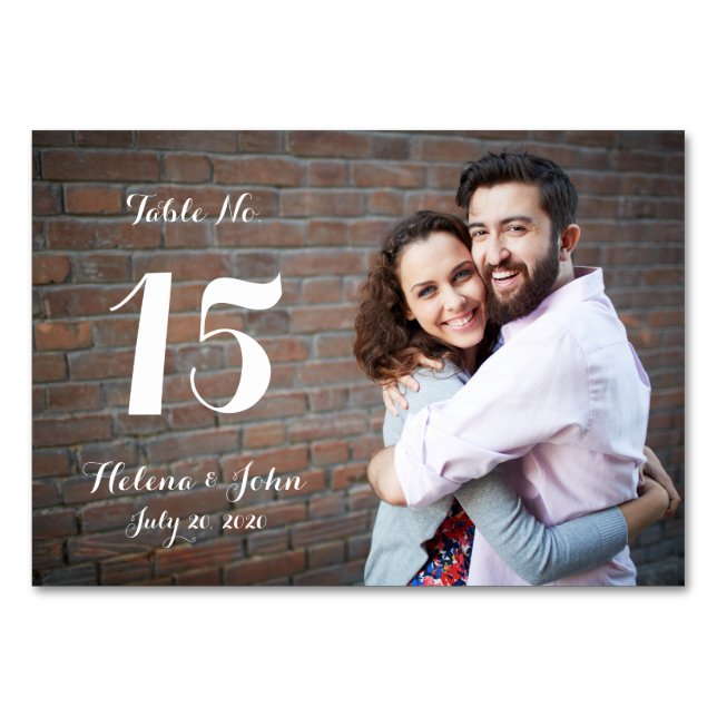 Typografisches Foto Hochzeitkarte Tischnummer (Rückseite)
