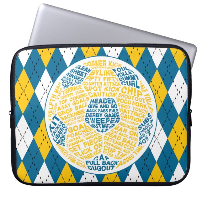 Typografisches Fußballdesign Laptopschutzhülle (Vorderseite)