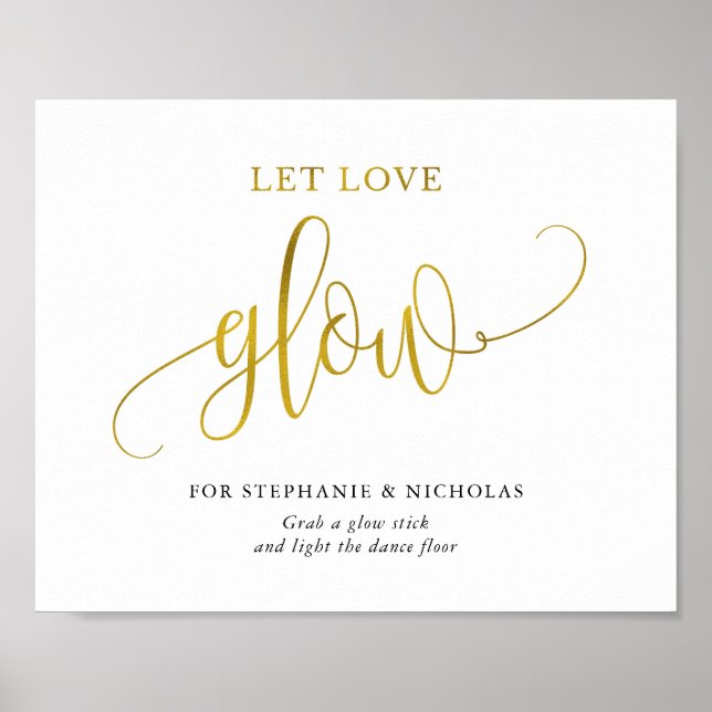 Typografisches Gold lasse Liebe glühen Poster (Vorne)