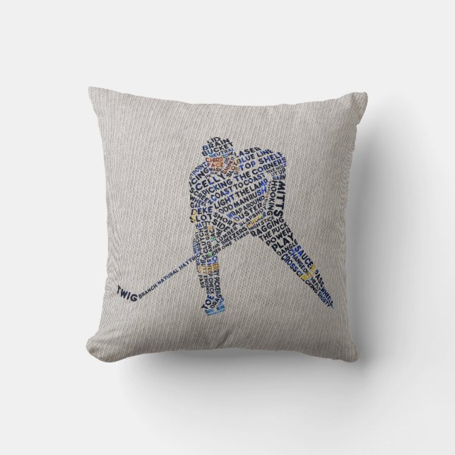 Typografisches Hockey-Spielerkissen auf Kundenwuns Kissen (Vorderseite)