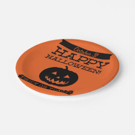 Typografisches Retro Halloween Pappteller