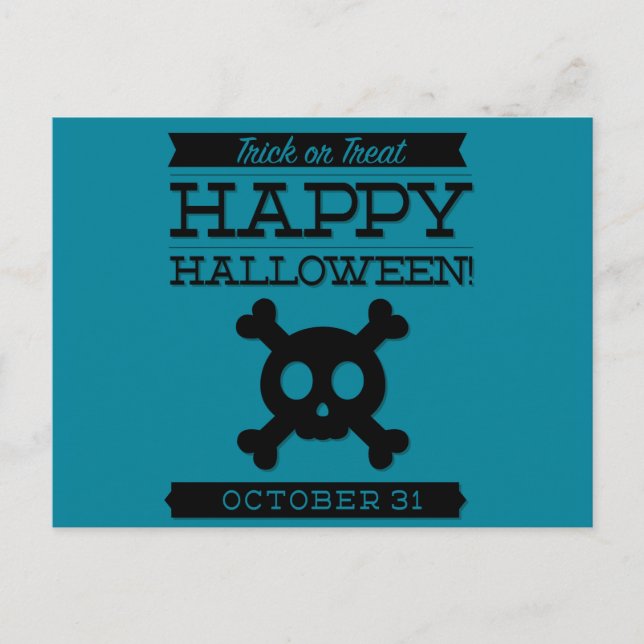 Typografisches Retro Halloween Postkarte (Vorderseite)