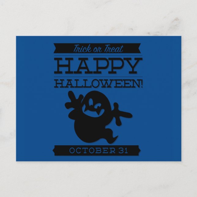 Typografisches Retro Halloween Postkarte (Vorderseite)