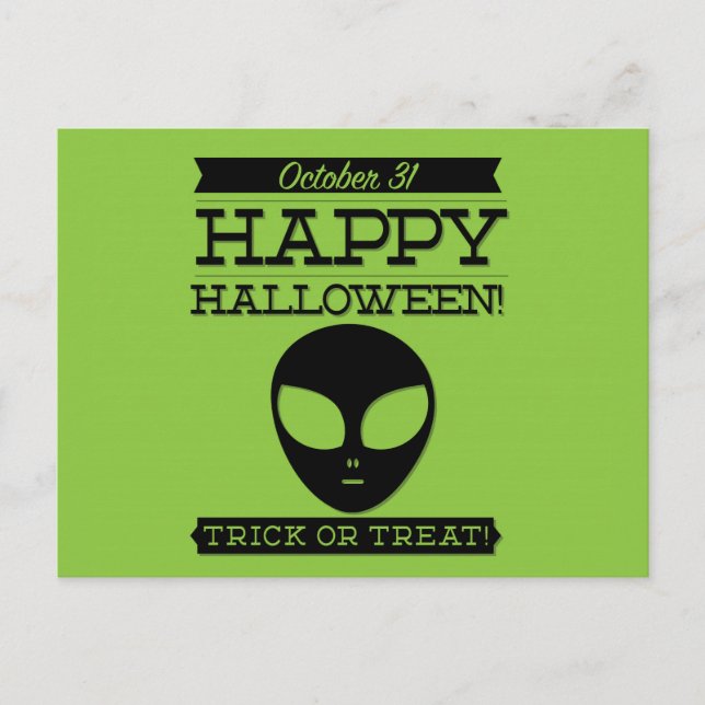 Typografisches Retro Halloween Postkarte (Vorderseite)