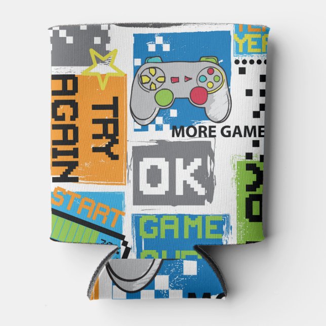 Typografisches Spiel Pixel: spielerischer Hintergr Dosenkühler (Vorderseite)