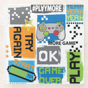 Typografisches Spiel Pixel: spielerischer Hintergr Glasuntersetzer