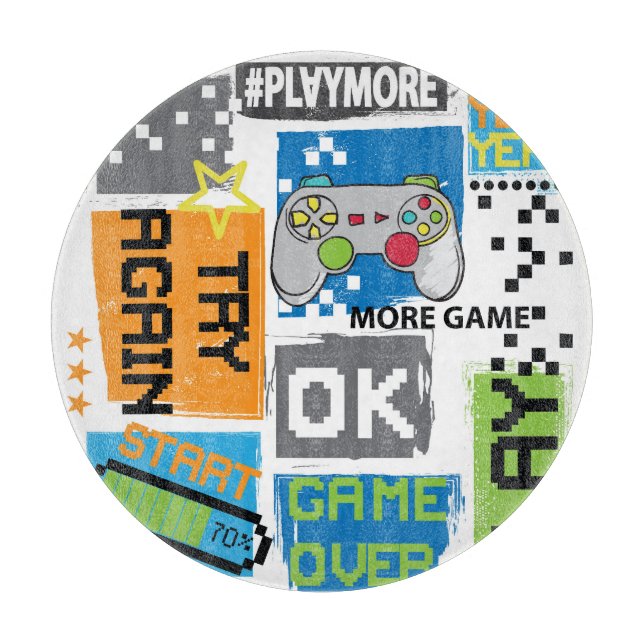 Typografisches Spiel Pixel: spielerischer Hintergr Schneidebrett (Vorderseite)
