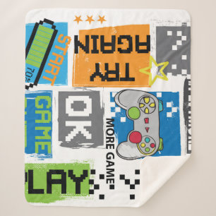 Typografisches Spiel Pixel: spielerischer Hintergr Sherpadecke