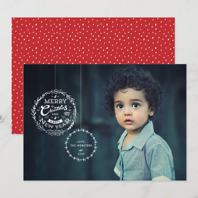 Typografisches Weihnachtsdekor Feiertagskarte (Vorne/Hinten)