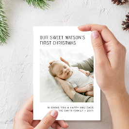Typografy Baby's First Christmas Minimalistisches Feiertagskarte