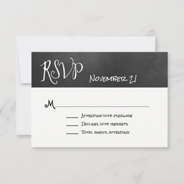 Typografy Chalk Board Wedding RSVP Card Karte (Vorderseite)