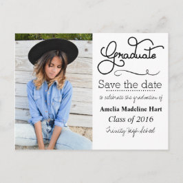 Typografy Graduation Party | Save the Date Foto Ankündigungspostkarte