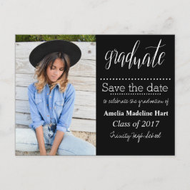 Typografy Graduation Party | Save the Date Foto Ankündigungspostkarte