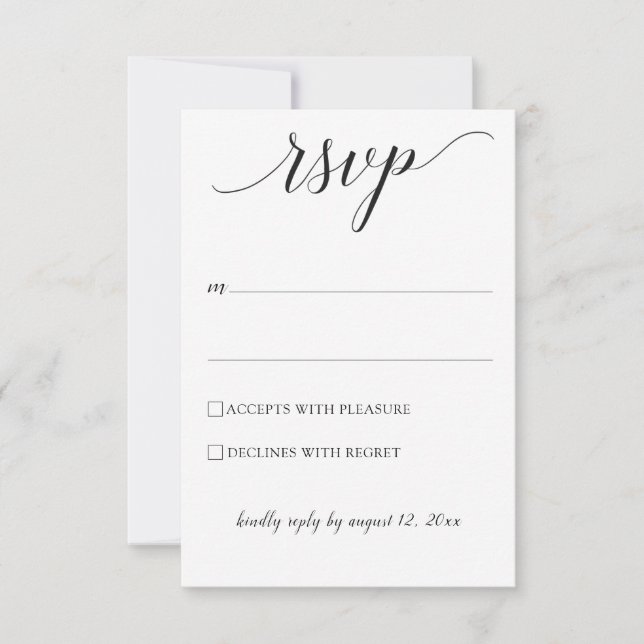 Typografy Wedding RSVP / Reply Card (schwarz) (Vorderseite)
