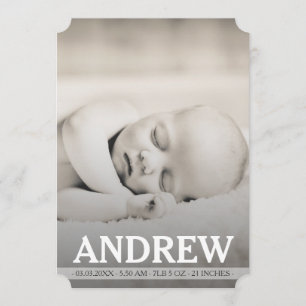 Typographie Baby Boy Carte photo Faire-part de nai