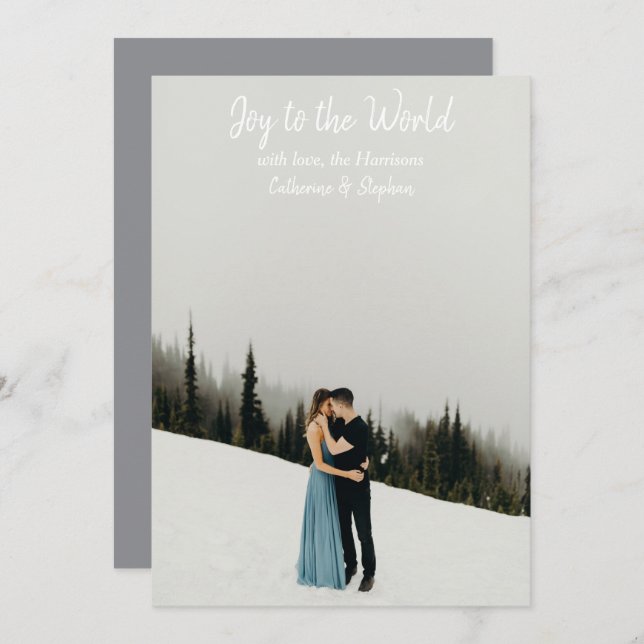 Typographie blanche simple Carte de Noël moderne (Devant / Derrière)