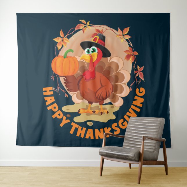 Typographie bon thanksgiving Tapisserie (En situation (horizontale))