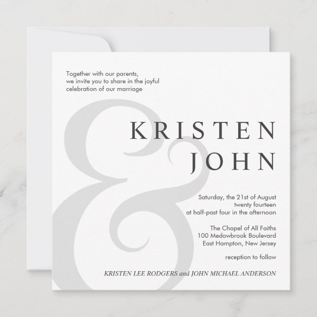 Typographie branchée Invitations de mariage modern (Devant)