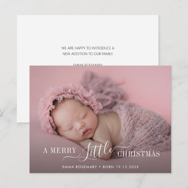 typographie carte faire-part de naissance de noël (Devant / Derrière)