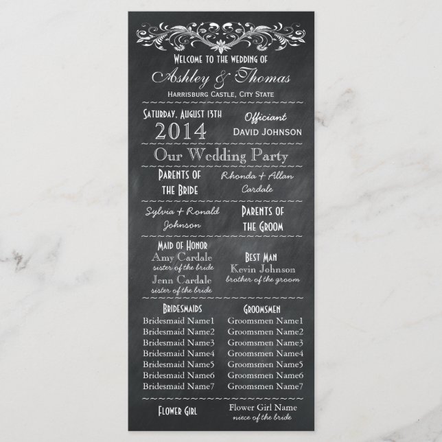 Typographie Chalkboard Programmes de mariage 2 Mai (Devant)