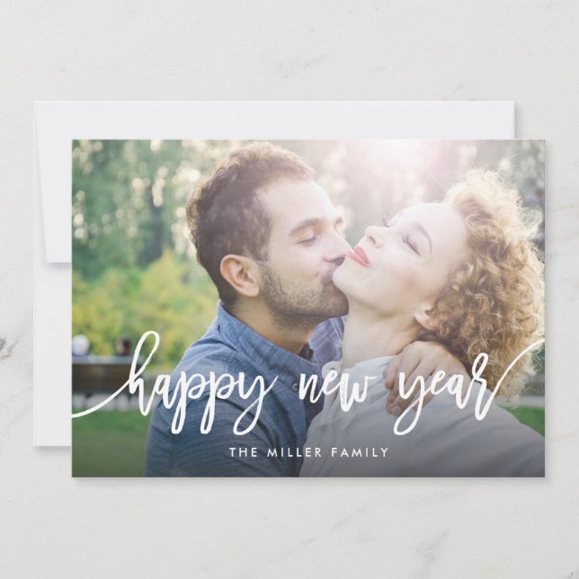 Typographie chic Bonne année Carte photo de vacanc (Devant)