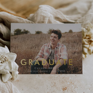 Typographie Chic Gold Foil Photo Grad Faire-part