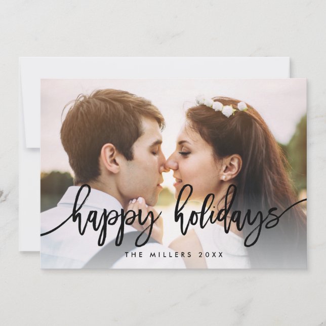 Typographie chic Happy Holidays Carte photo (Devant)