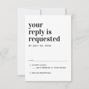 Typographie classique moderne Réponse Mariage RSVP