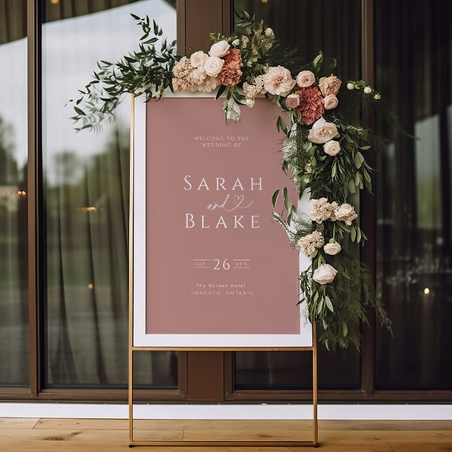 Typographie Coeur Dusty Rose Affiche de bienvenue  (Créateur téléchargé)