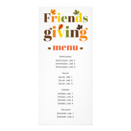 Typographie colorée Carte de menu Friendsgiving