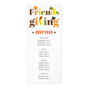 Typographie colorée Carte de menu Friendsgiving