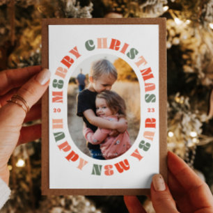 Typographie colorée Carte de Noël ovale