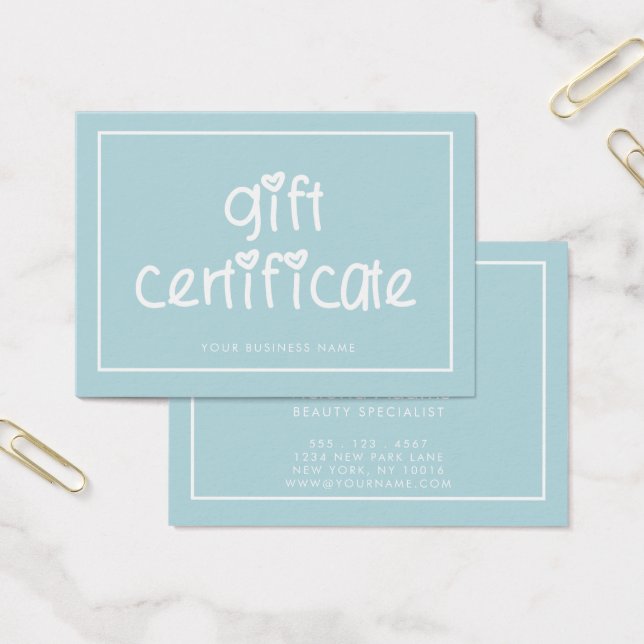 Typographie Cute Certificat cadeau couleur personn (Bureau)