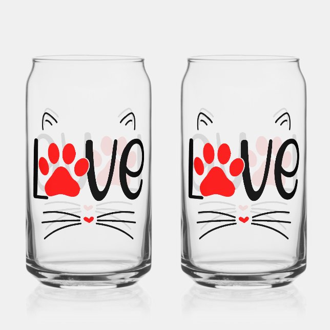 Typographie d'amour de chats mignons avec Red Paw (Recto)