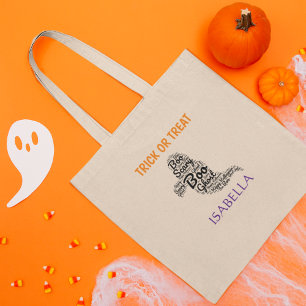 Typographie de fantôme mignonne Trick ou Sac fourr