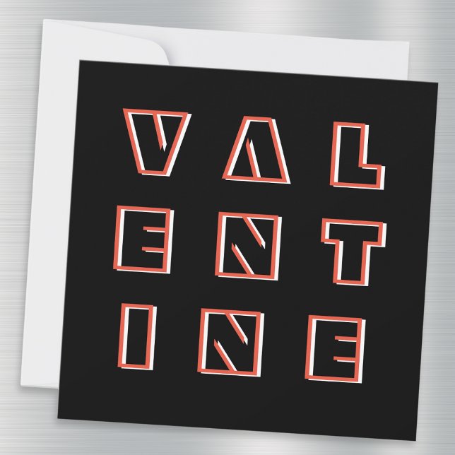 Typographie de l'ère spatiale moderne Carte de Val (A stylish, contemporary Valentine's Day card, in black with bold modern typography)