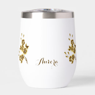 Typographie de luxe à paillettes florales or